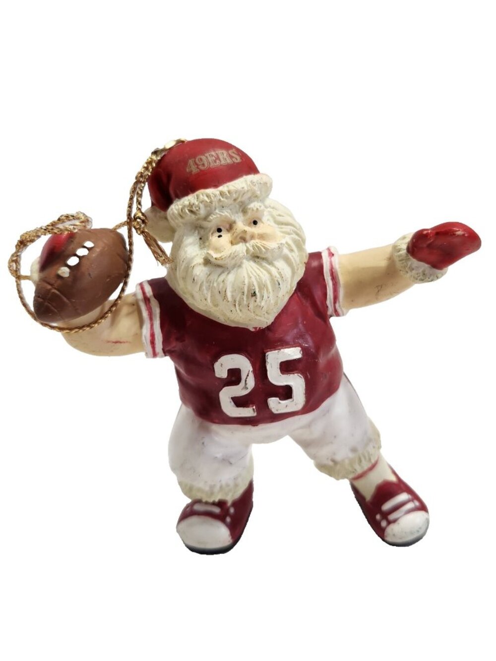 San Francisco 49ers Santa Football Ornament #25 Jersey Christmas NFL Decor READ